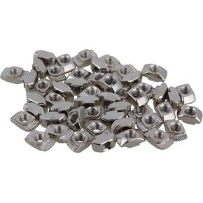 CNBTR 20 Series T Nuts Aluminum Slot Carbon Steel T Slot Nut Hammer Head Fastener Nut with M4 Thread European Standard Silver Pack of 50