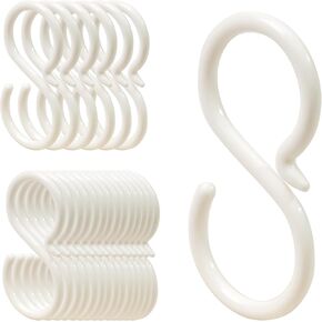 20Pcs Secure Plastic S-Hooks, Flexible Neck for Easy Lock,Completely Rust-Free，Suitable for Hanging in Various Places Such as Kitchen, Living Room, Bedroom