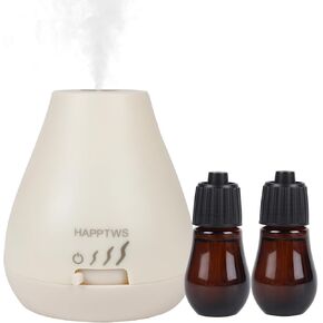 HAPPTWS Essential Oil Diffuser - Waterless Diffuser 3 Timer Settings Battery Powered for Bedroom Yoga Room Toilet Pet Room White