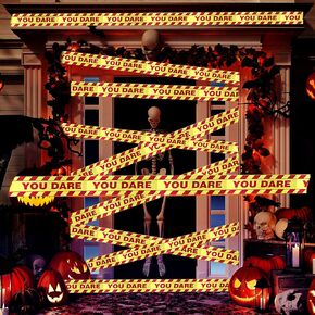 SKRYUIE Halloween Haunted House Decoration Warning Caution Tape Keep Out Fright Barrier Tapes Zombie Supplies Horror Party Outdoor Crossing Crime Scene Decorate Day of The Dead Supplies Indoor Decor 2