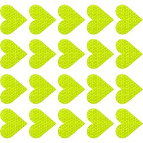 20 Pcs Reflective Stickers, 1.93"x1.73" Heart Shape Safety Tape Reflector Universal for Cars Trucks Trailers Waterproof PET Yellow