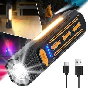 RECHOO Rechargeable Flashlights High Lumens, Portable Flashlights for Emergencies with COB Side Light & 6 Modes, Multi-Functional LED Flashlight for Outdoor, Home, Camping (Battery Included)