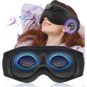 TOPOINT Sleep Mask with Bluetooth Headphones Wireless, 3D Eye Mask for Sleep Headphones with White Noise, Light Blocking, Timer, 15 Hours for Women Men, Travel, Meditation, Nap, CPAP Users (2 Pack)