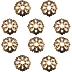 10PCS Bronze Hollowed Out Drum Spacer Diameter 28mm Handle Bottom Piece Spacer Antique Bronze Spacer for Architectural Restoration Furniture Projects Wooden Tables Cabinets Drawers Wardrobes
