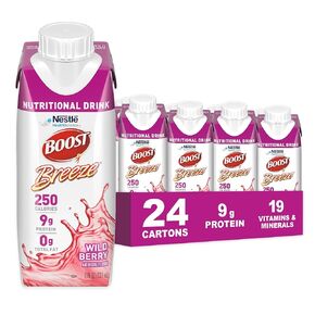 BOOST Breeze Clear Nutritional Drink, 9g Protein, 250 Nutrient-Rich Calories, Orange, 8 fl oz (Pack of 24)