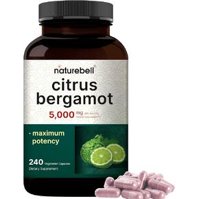 NatureBell Citrus Bergamot 5,000 mg Equivalent, 240 Veggie Capsules | Extra Strength 25:1 Fruit Extract – High Antioxidant Level – Heart & Immune Support Supplement – Vegan, Non-GMO