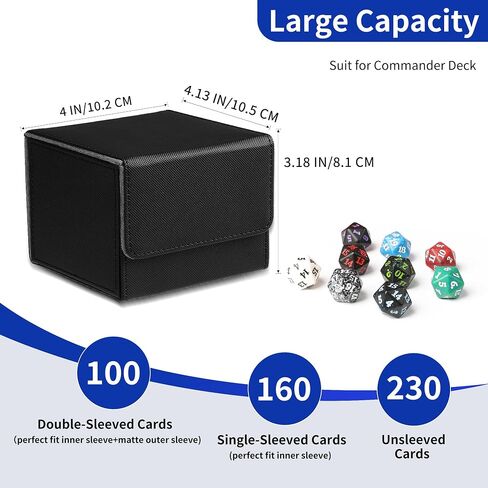 صندوق MTG Deck Box - صندوق تخزين بطاقات التداول ذو سعة كبيرة، يناسب أكثر من 100 بطاقة مزدوجة الأكمام، حافظة جلدية متوافقة مع Magic Commander Deck، YuGiOh Structure Deck، بطاقات TCG، أبيض in Kuwait