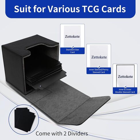 صندوق MTG Deck Box - صندوق تخزين بطاقات التداول ذو سعة كبيرة، يناسب أكثر من 100 بطاقة مزدوجة الأكمام، حافظة جلدية متوافقة مع Magic Commander Deck، YuGiOh Structure Deck، بطاقات TCG، أبيض in Kuwait