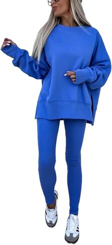 HBER Sweatshirt and Leggings Set for Womens 2 Piece Outfits Oversized Sweatshirt Skinny Pants Tracksuit Yoga Outfit in Kuwait