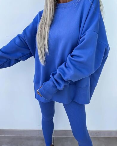 HBER Sweatshirt and Leggings Set for Womens 2 Piece Outfits Oversized Sweatshirt Skinny Pants Tracksuit Yoga Outfit in Kuwait