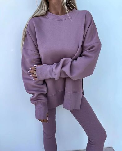 HBER Sweatshirt and Leggings Set for Womens 2 Piece Outfits Oversized Sweatshirt Skinny Pants Tracksuit Yoga Outfit in Kuwait