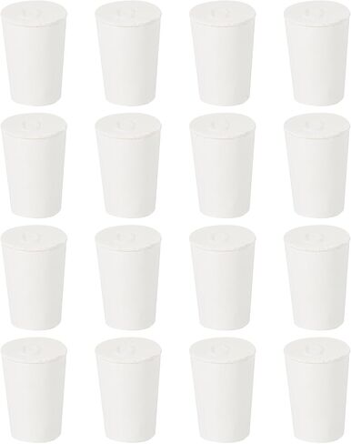 uxcell 16Pcs Solid Rubber Stoppers, White 0# Tapered Lab Plugs Lab Seal Tube Stopper Plug for Industry and Laboratories, 17x13x24mm in Saudi Arabia