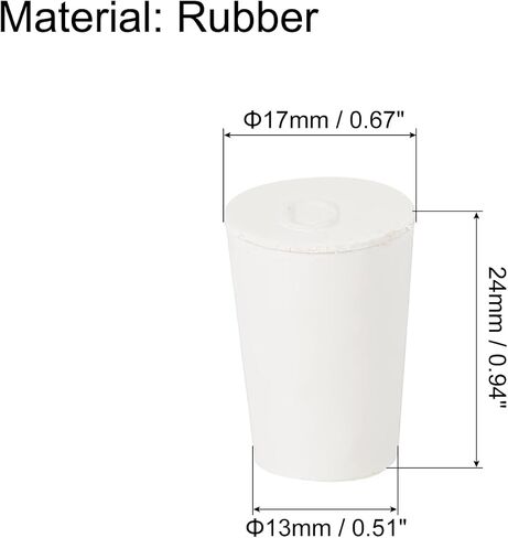 uxcell 16Pcs Solid Rubber Stoppers, White 0# Tapered Lab Plugs Lab Seal Tube Stopper Plug for Industry and Laboratories, 17x13x24mm in Saudi Arabia