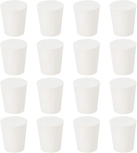 uxcell 16Pcs Solid Rubber Stoppers, White 0# Tapered Lab Plugs Lab Seal Tube Stopper Plug for Industry and Laboratories, 17x13x24mm in Saudi Arabia