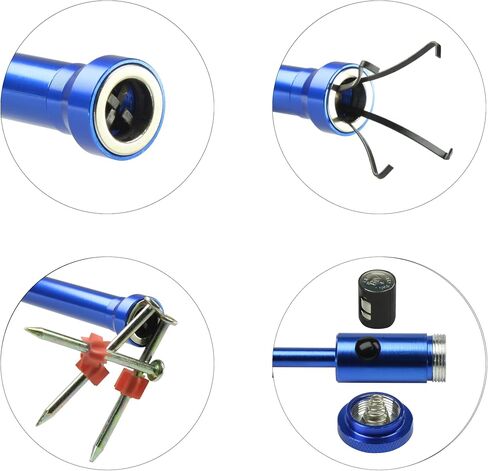 24.4 in Claw Grabber Tool,Bendable Hose Reacher Pickup with LED Light,4 Claw Picking Tool for Garbage Litter Pick Home Sink Drain and Metal Small Items. (Blue) in Kuwait