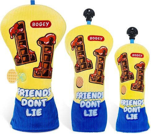 Golf Club Covers 3 PCS Or 1PC, Golf Club Head Covers for Woods and Drivers Fairway Hybrid, Golf Head Covers Fit Most Golf Clubs Golf Corduroy Headcovers Set with Waffle Marker in Saudi Arabia