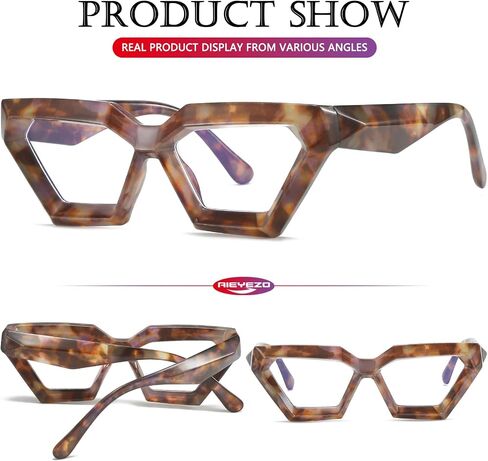 AIEYEZO Thick Cat Eye Glasses Fashion Blue Light Glasses for Women Cateye Computer Glasses Anti Eyestrain & Prevent Headache (Flower) in Saudi Arabia