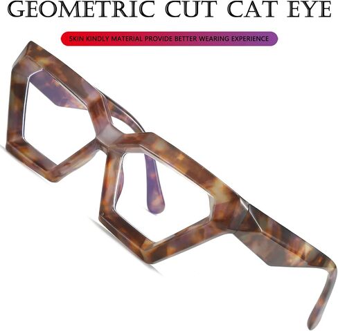 AIEYEZO Thick Cat Eye Glasses Fashion Blue Light Glasses for Women Cateye Computer Glasses Anti Eyestrain & Prevent Headache (Flower) in Saudi Arabia