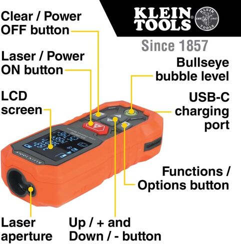 Klein Tools 93LDM100C Compact Laser Distance Measure, Measures in Feet, Inches, Meters in Saudi Arabia