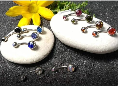 مجموعة حلقات زر البطن المكونة من 18 قطعة من BodyJ4You - 14 جرام من الفولاذ المقاوم للصدأ الجراحي متعدد الألوان - كريستالات تشيكوسلوفاكيا اللامعة باللون الوردي المائي الأسود - حزمة إضافية بديلة - مجوهرات ثقب الجسم للنساء والفتيات in Kuwait