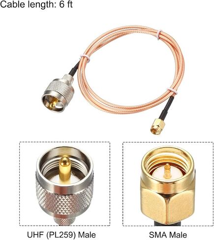 Uxcell SMA ذكر إلى UHF PL-259 ذكر RG316 RF كابل محوري محوري 6 أقدام للقاعدة إلى الهوائي المحمول in Saudi Arabia