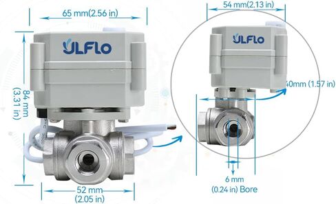 1/2" DN15 12VDC 9-24VAC/DC 3 Way L Port NPT Stainless Steel 304 Three Wires Control On/Off Electrical Motorized Ball Valve in Kuwait