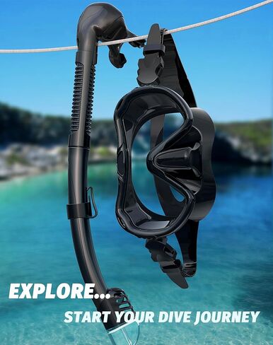 معدات الغطس للبالغين، مجموعة قناع الغطس برؤية بانورامية 180 درجة، 100% من السيليكون المقاوم للضباب ومضاد للتسرب، قناع غوص علوي جاف للغطس والسباحة والغوص in Kuwait