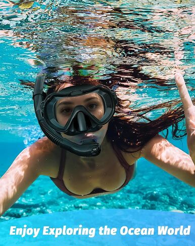 معدات الغطس للبالغين، مجموعة قناع الغطس برؤية بانورامية 180 درجة، 100% من السيليكون المقاوم للضباب ومضاد للتسرب، قناع غوص علوي جاف للغطس والسباحة والغوص in Kuwait