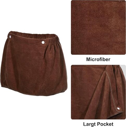 فوكوست، قطعتان من منشفة لف الحمام للرجال، لفافة للجسم للاستحمام، أرواب قابلة للتعديل، 30 × 140 سم بني in Kuwait