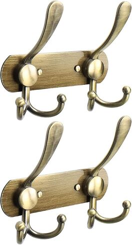 NearMoon Coat Rack Wall Mounted-2 Pack, Heavy Duty Bath Towel Hooks Stainless Steel Robe Hooks Holder, Metal Coat Hook for Towel Coat Hat Key Bathroom Bedroom Hotel Entryway (2 Hooks, Bronze) in Saudi Arabia