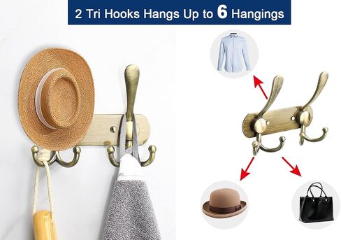 NearMoon Coat Rack Wall Mounted-2 Pack, Heavy Duty Bath Towel Hooks Stainless Steel Robe Hooks Holder, Metal Coat Hook for Towel Coat Hat Key Bathroom Bedroom Hotel Entryway (2 Hooks, Bronze) in Saudi Arabia