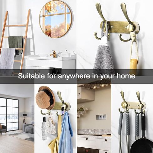 NearMoon Coat Rack Wall Mounted-2 Pack, Heavy Duty Bath Towel Hooks Stainless Steel Robe Hooks Holder, Metal Coat Hook for Towel Coat Hat Key Bathroom Bedroom Hotel Entryway (2 Hooks, Bronze) in Saudi Arabia