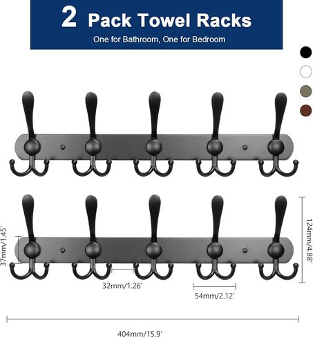 NearMoon Coat Rack Wall Mounted-2 Pack, Heavy Duty Bath Towel Hooks Stainless Steel Robe Hooks Holder, Metal Coat Hook for Towel Coat Hat Key Bathroom Bedroom Hotel Entryway (2 Hooks, Bronze) in Saudi Arabia
