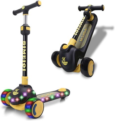 Kids Scooter 3 Wheels Scooter with Lights Up Wheels & Deck Extral Wide Wheels Adjustable Height at Any Height for Children Ages 3-12 Years Sturdy Lean to Steer in Saudi Arabia