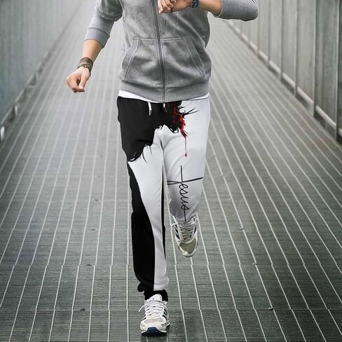 Mens Joggers Sweatpants 3D Print Pants Novelty Graphic Trousers Casual Athletic Sports Joggers with Pockets in Saudi Arabia