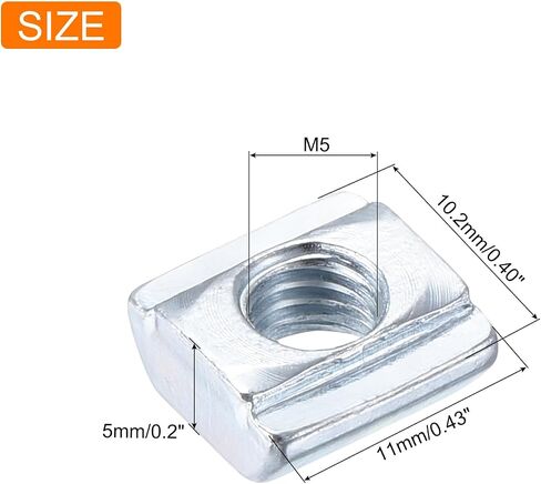 uxcell 25Pcs M6 T Nuts Tee Sliding Slot Nuts, T-Slot Nut Hammer Nut Block Square Nuts Fastener Carbon Steel Nickel Plated for Aluminum Extrusion Profile 2020 Series in Saudi Arabia