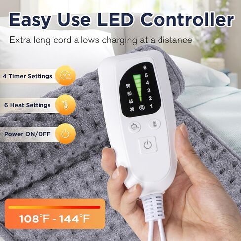 Heating Pad for Period Cramps, 6 Heating Levels Heating Pads for Back Pain Relief, Portable Menstrual Heated Pad for Neck and Shoulders, Auto Shut-Off with 4 Timer, Moist Heat Modes,12x24 Grey in Saudi Arabia