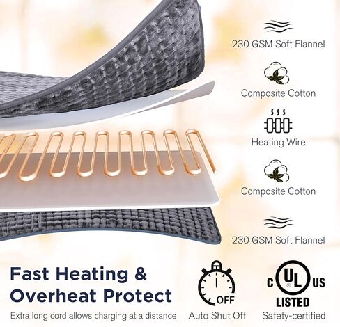 Heating Pad for Period Cramps, 6 Heating Levels Heating Pads for Back Pain Relief, Portable Menstrual Heated Pad for Neck and Shoulders, Auto Shut-Off with 4 Timer, Moist Heat Modes,12x24 Grey in Saudi Arabia