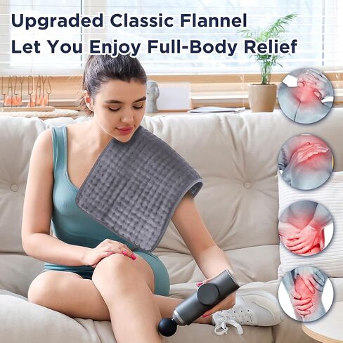 Heating Pad for Period Cramps, 6 Heating Levels Heating Pads for Back Pain Relief, Portable Menstrual Heated Pad for Neck and Shoulders, Auto Shut-Off with 4 Timer, Moist Heat Modes,12x24 Grey in Saudi Arabia