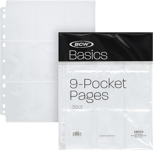 BCW Basics 9 Pocket Card Pages - 106 Count | Card Sleeves Binder Sheets for Trading and Sports Cards | Over 100 Card Pages | Page Protector Sheets for Standard Collectible Cards in Kuwait