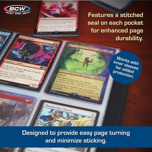 BCW Basics 9 Pocket Card Pages - 106 Count | Card Sleeves Binder Sheets for Trading and Sports Cards | Over 100 Card Pages | Page Protector Sheets for Standard Collectible Cards in Kuwait