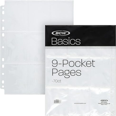 BCW Basics 9 Pocket Card Pages - 106 Count | Card Sleeves Binder Sheets for Trading and Sports Cards | Over 100 Card Pages | Page Protector Sheets for Standard Collectible Cards in Kuwait