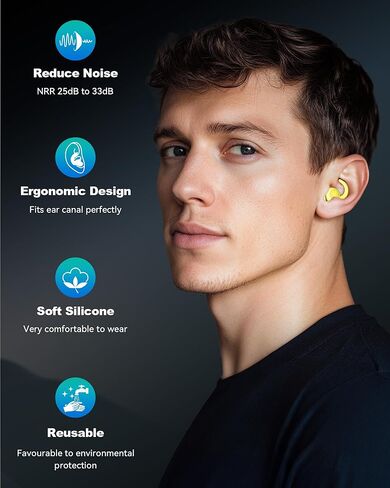 Ear Plugs for Sleeping,Silicone Ear Plugs for Noise Reduction, Sleep, Work, Study&Focus(Yellow) in Saudi Arabia