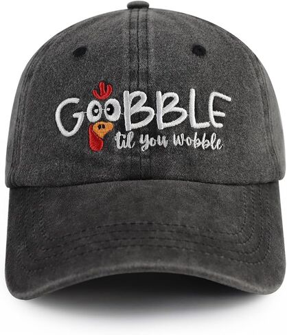 Thanksgiving Hat for Men Women,Funny Adjustable Cotton Embroidery Gobble Til You Wobble Turkey Baseball Cap in Saudi Arabia