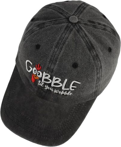 Thanksgiving Hat for Men Women,Funny Adjustable Cotton Embroidery Gobble Til You Wobble Turkey Baseball Cap in Saudi Arabia