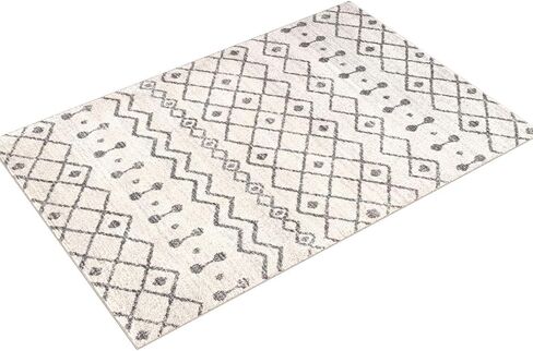 JONATHAN Y MOH208B-8 Aksil Moroccan Beni Souk Indoor Farmhouse Area-Rug Bohemian Minimalistic Geometric Easy-Cleaning Bedroom Kitchen Living Room Non Shedding, 8 ft x 10 ft, Cream/Gray in Saudi Arabia