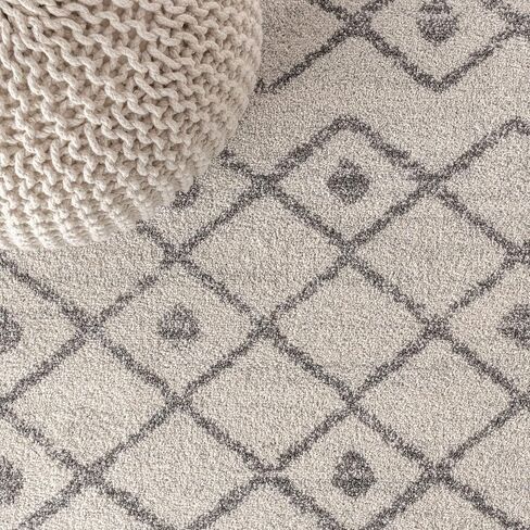 JONATHAN Y MOH208B-8 Aksil Moroccan Beni Souk Indoor Farmhouse Area-Rug Bohemian Minimalistic Geometric Easy-Cleaning Bedroom Kitchen Living Room Non Shedding, 8 ft x 10 ft, Cream/Gray in Saudi Arabia