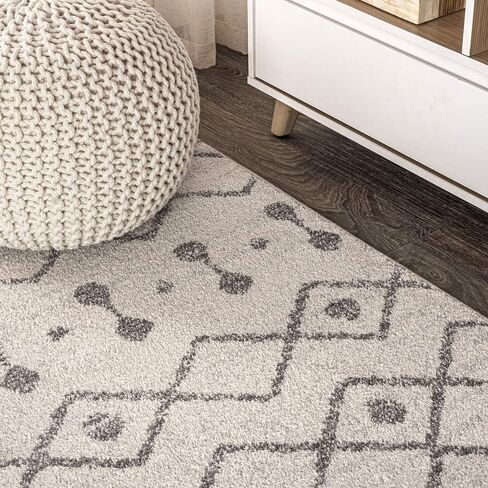 JONATHAN Y MOH208B-8 Aksil Moroccan Beni Souk Indoor Farmhouse Area-Rug Bohemian Minimalistic Geometric Easy-Cleaning Bedroom Kitchen Living Room Non Shedding, 8 ft x 10 ft, Cream/Gray in Saudi Arabia
