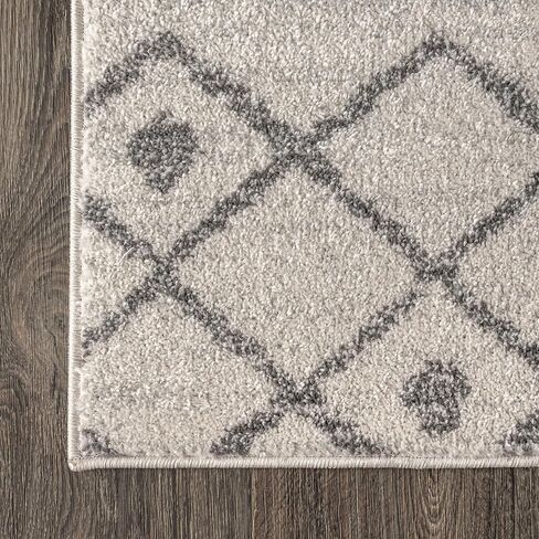 JONATHAN Y MOH208B-8 Aksil Moroccan Beni Souk Indoor Farmhouse Area-Rug Bohemian Minimalistic Geometric Easy-Cleaning Bedroom Kitchen Living Room Non Shedding, 8 ft x 10 ft, Cream/Gray in Saudi Arabia