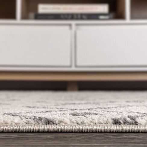 JONATHAN Y MOH208B-8 Aksil Moroccan Beni Souk Indoor Farmhouse Area-Rug Bohemian Minimalistic Geometric Easy-Cleaning Bedroom Kitchen Living Room Non Shedding, 8 ft x 10 ft, Cream/Gray in Saudi Arabia